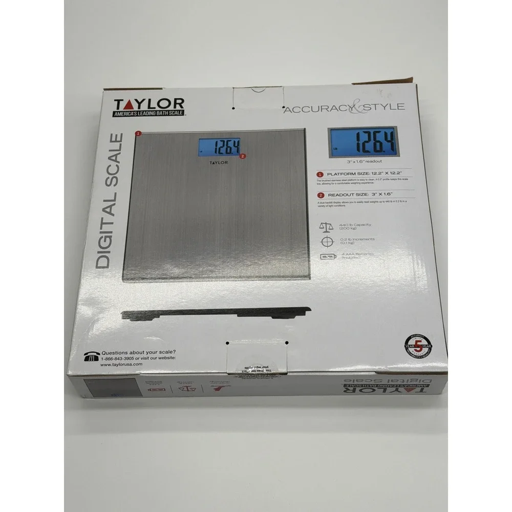Taylor Digital‎ Bath Scale 7403 Stainless Steel 440lb Capacity Backlit LCD New
